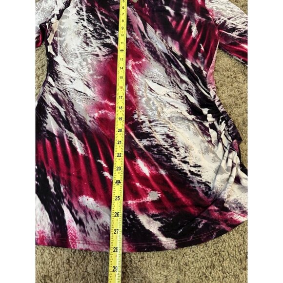 CACHE Turtle Neck Faux Wrap Long Sleeve Blouse Top Pink Y2k 90s Grunge MEDIUM - Picture 11 of 11